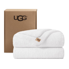 UGG Whitecap Queen Blanket, Plush Fleece, 90" x 90", White