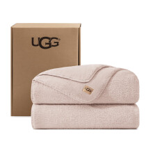 UGG Whitecap Queen Blanket, Plush Fleece, 90" x 90", Pink