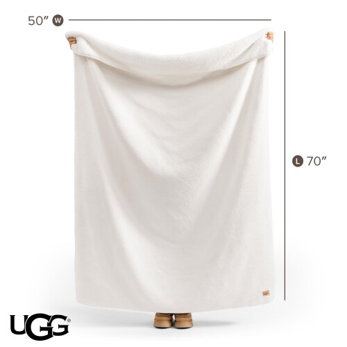 UGG UGG Whitecap Throw Blanket, Soft Fleece Blanket, 50" x 70", White 2