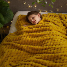 NEWCOSPLAY Fleece Clouds Cozy Queen Blanket for Couch, Yellow, 90"x90"