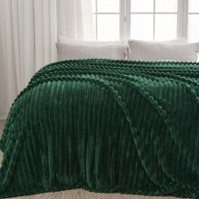 NEWCOSPLAY Fleece Ribbed Cozy Queen Blanket for Couch, Dark Green, 90"x90"