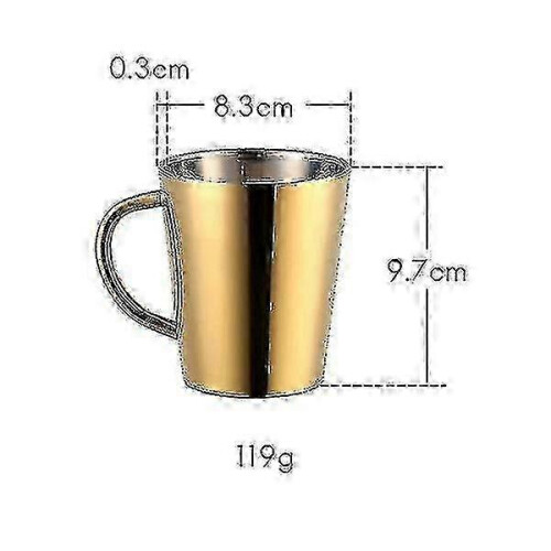 300ml Stainless Steel Coffee Cup with Carry Handle - Gold 1