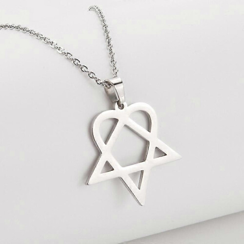 Rustfrit stål Heartagram stjerne vedhæng halskæde til smykkeentusiaster 1