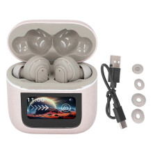 Bluetooth Earphones HiFi Noise Reduction LED Color Touchscreen Wireless Earbuds with Mic for Running Sports Gold