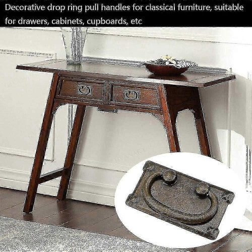 2 Classic Drawer Pulls, With Screws, Vintage Antique Bronze Drawer Ring Pulls, Rectangular Decoration For Cabinet Doors And Furniture D 2