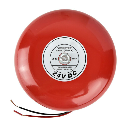 24V Metal Round Alarm Bell Security Fire Alarm Bell Red 2