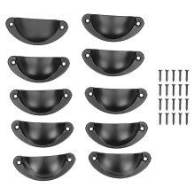 Set van 10 vintage schelpvormige ijzeren kastgrepen, duurzame deurgrepen voor kledingkasten en keukenkasten.