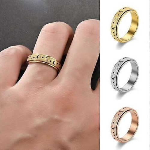 Kvinder Mænd Ring Ring Stjerne Anti Fidget Spinner Måne Stress Rustfrit Stål Par Roterende Ring 1