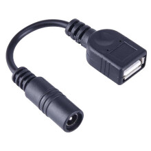 Cablu de alimentare conector DC mamă 5,5 x 2,1 mm la USB AF DC mamă pentru adaptor de laptop, lungime: 15 cm (negru)