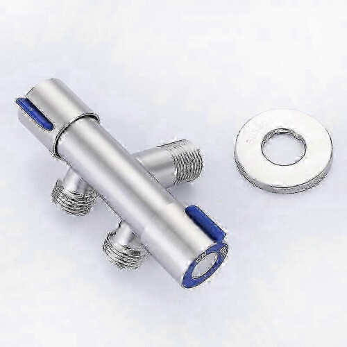 G1/2 x 1/2 304 Stainless Steel Three-Way Angle Valve, Double Handle Double Control Single Cold Multi-Function Faucet 1