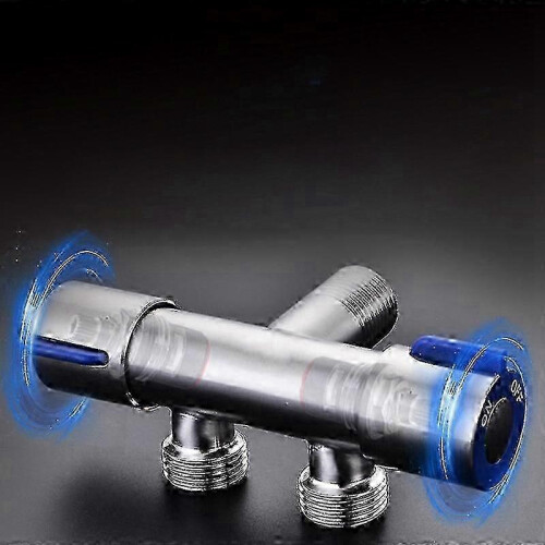 G1/2 x 1/2 304 Stainless Steel Three-Way Angle Valve, Double Handle Double Control Single Cold Multi-Function Faucet 2