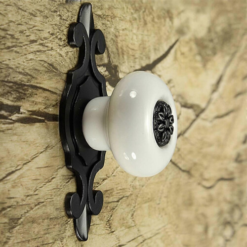 Vintage Ceramic Door Knobs Drawer Cabinet Cupboard Wardrobe Pull Handle White+Black 2