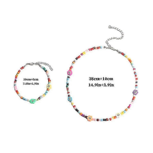 Ensemble collier et bracelet en résine colorée et perles - Accessoires éclatants 2