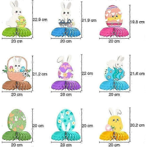 Easter Honeycomb Centerpieces with Chick and Bunny Decorations - 9pcs 1