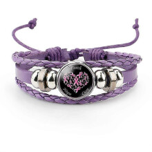Borstkankerbewustzijnsarmband met hoopmotief voor vrouwen, roze lintje, gevlochten leren koord, handgemaakte modieuze sieraden, Ha