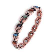 Koperen magnetische armbanden voor dames, koperen magnetische polsbandjes en magnetische ringen met sterke magneten, verstelbare m