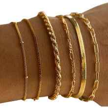 Set van 5/6 delicate armbanden en enkelbandjes van goud/zilverlegering, chic en stevig, geschikt voor dagelijks gebruik en special