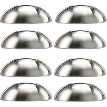 8 stuks schelpvormige knoppen, satijnnikkel, schroeven verborgen, decoratie voor lades, dressoirs, kasten en hutten