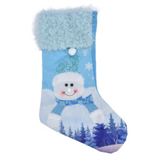 Niedlicher hängender Weihnachtsstrumpf mit leuchtenden Süßigkeiten und Haken für Feste (Schneemann-Stil)