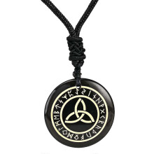 Triquetra halskæde, treenighedsknudevedhæng, antik rund vikingehalskæde,