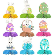 Easter Honeycomb Centerpieces with Chick and Bunny Decorations - 9pcs
