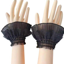 Polsini decorati a strati Primavera Estate Gonna graziosa Maniche rimovibili Volant Polsini per donna Ragazze dolci Nero