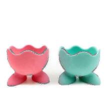 Silikon eggkoppsett, eggkopp til frokost, lunsj eller middag. Kjøkkenholder til kokte egg (4 stk. rosa + grønn + lilla