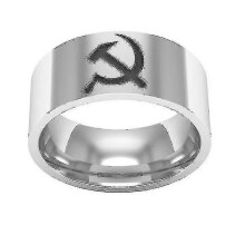 Kommunistring Sovjetunionen-ringer med hammer og sigd for menn 8 mm sovjetisk kommunistisk sentrallogo stål wlgd