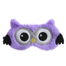 Dyresøvnmaske Damer Barn Jente Plysj Silke 3D Fluffy Søvnmaske Mørkleggende Søt Øyemaske For Sove Reiselur (Ugle-Lilla