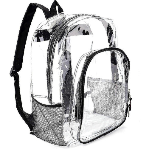 Heavy Duty Transparent Backpack, Plastic, compatible with School & Work, Black