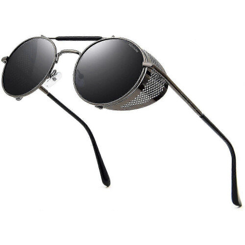 Steampunk Style Round Vintage Polarized Sunglasses Retro Glasses