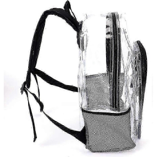 Heavy Duty Transparent Backpack, Plastic, compatible with School & Work, Black 1