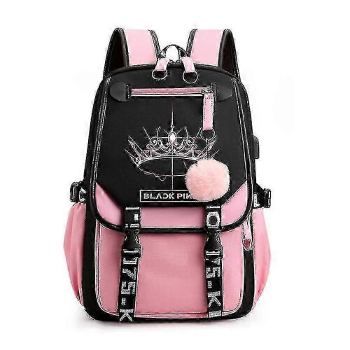 Blackpink USB Charging Laptop Backpack with School Bag Features