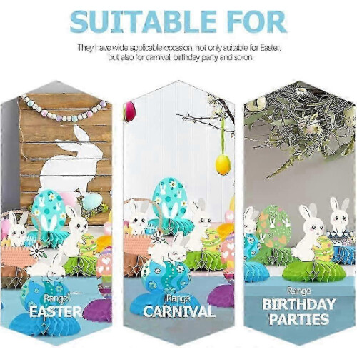 Easter Honeycomb Centerpieces with Chick and Bunny Decorations - 9pcs