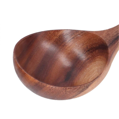 Acacia Wood Long Handled Soup Serving Ladle, Natural Textured Kitchen Tool L 2