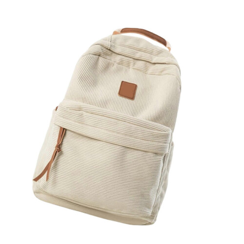 Fashionable Backpacks Practical Wear Resistant Corduroy Practical Compartment Design Suitable for Professionals  White
