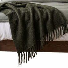 Pure Handmade Halo Wool Blend Bed & Sofa Throw Blanket, Forest Green