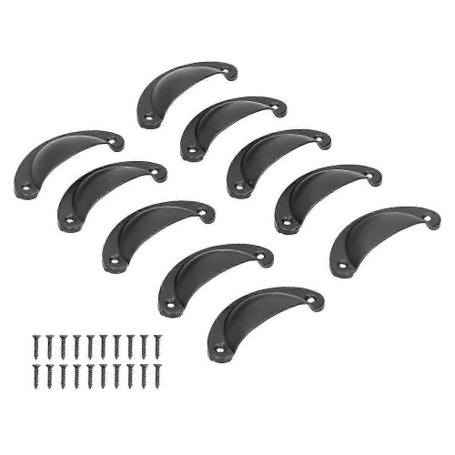 10 Set Vintage Shell Shaped Iron Cabinet Handles, Durable Door Pulls for Wardrobes and Cabinets 1