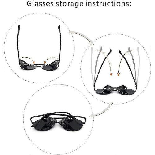 Steampunk Style Round Vintage Polarized Sunglasses Retro Glasses