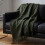 Homescapes Pure Handmade Halo Wool Blend Bed & Sofa Throw Blanket, Forest Green 5