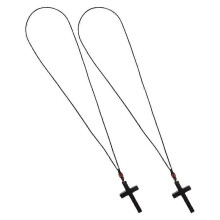 Automotive Interior Accessories Wooden Cross Pendant for Car 2Pcs Ornament