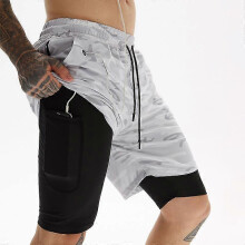 Men's Swim Trunks 2-in-1 Quick Dry Compression Liner Stretchy Surfing Beach Shorts with Zipper Pockets