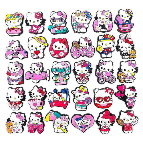 30 st Hello Kitty skodekorationsberlocker för träskor, söta skotillbehör, presenter