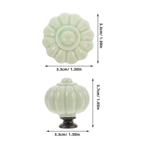 Green Ceramic Pumpkin Cabinet Knobs, 6-Pack for Dresser Pulls and Drawers 1