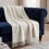Homescapes Pure Handmade Halo Wool Blend Bed & Sofa Throw Blanket, Ivory 5