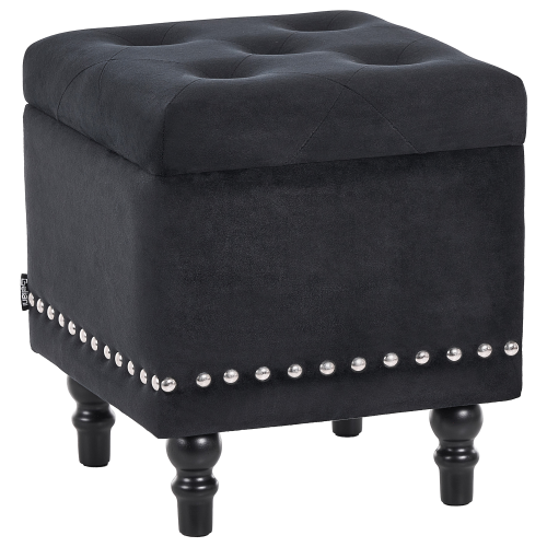 Beliani Storage Pouffe LORETTO Velvet Black