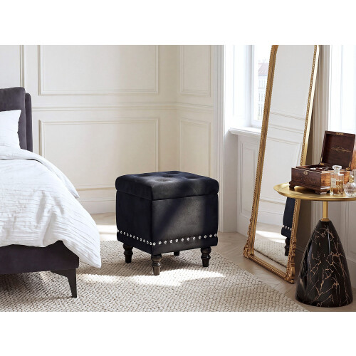 Beliani Storage Pouffe LORETTO Velvet Black 1
