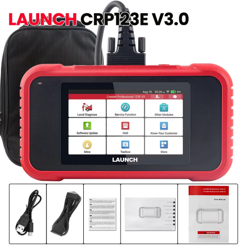 LAUNCH X431 CRP123E V3.0 OBD2 diagnosetool, auto scanner met 7 resetfuncties, rood