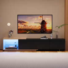 Rosahqnda tvmeubel, uitbreidbaar 163-240 cm, 3 laden, LED-verlichting, zwart