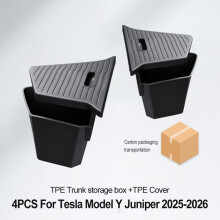 Aufbewahrungsbox für Tesla Model Y Juniper 2024-2026, Kofferraum-Seitenablage, TPE, wasserdicht